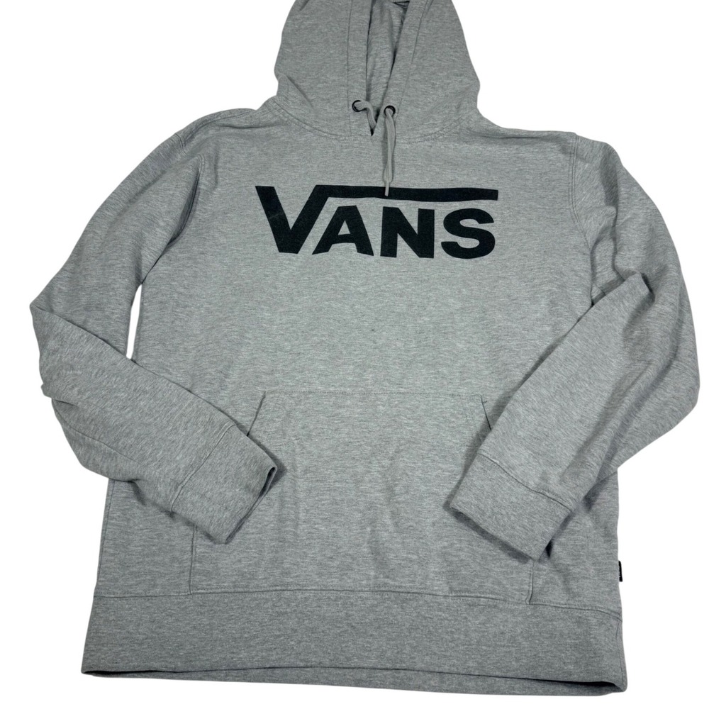 Vans Hoodie S Grey Black Logo Graphic Pullover Skater Sweatshirt Skateboard